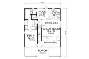 Floor Plan - Main Floor for Cottage House Plan #513-4 - 4 bed, 3.5 bath