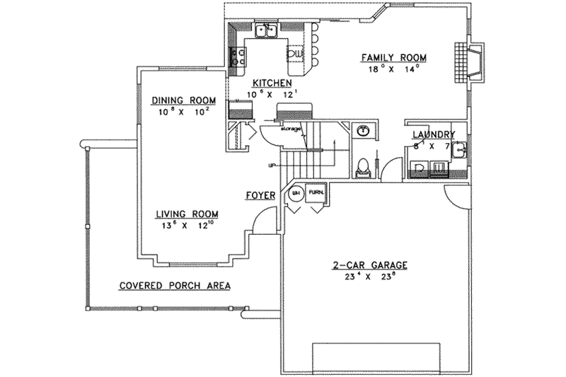Home Plan - Floor Plan - Main Floor for Traditional House Plan #117-235 - 3 bed, 3 bath