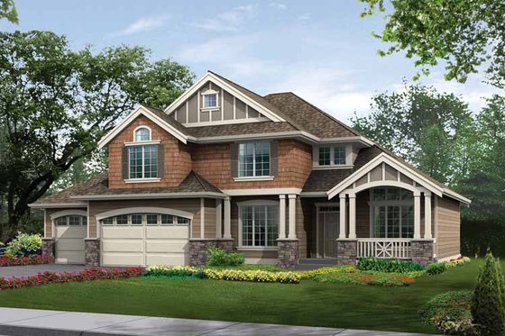 Exterior - Front Elevation 3 for Craftsman House Plan #132-256 - 4 bed, 2.5 bath
