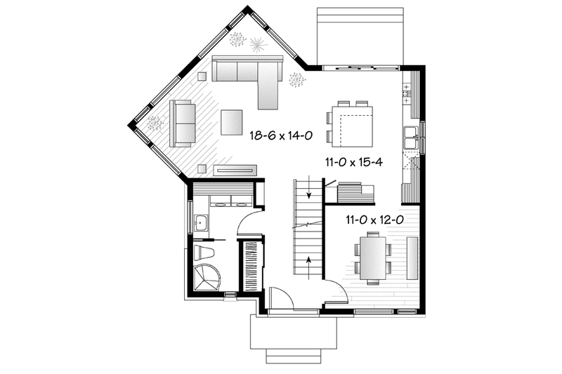 Home Plan - Floor Plan - Main Floor for Contemporary House Plan #23-2587 - 3 bed, 2 bath