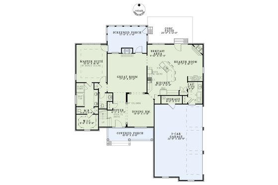 Floor Plan - Main Floor for Traditional House Plan #17-2383 - 4 bed, 2.5 bath