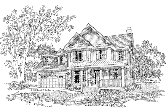 Exterior - Front Elevation 3 for Country House Plan #929-596 - 4 bed, 2.5 bath