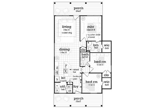 Floor Plan - Main Floor for Cottage House Plan #45-617 - 3 bed, 2 bath