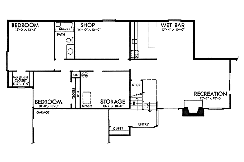 Home Plan - Floor Plan - Lower Floor for Contemporary House Plan #320-1331 - 5 bed, 3 bath