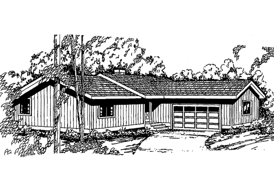 Exterior - Front Elevation 3 for Ranch House Plan #60-694 - 3 bed, 2 bath