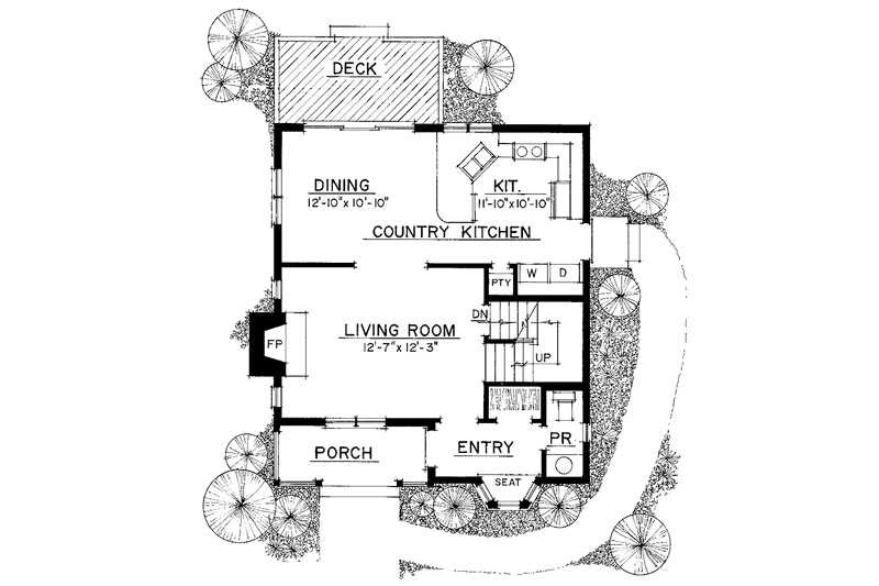 Home Plan - Floor Plan - Main Floor for Craftsman House Plan #1016-3 - 2 bed, 1.5 bath