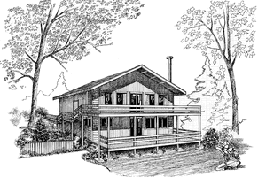 Exterior - Front Elevation 3 for Colonial House Plan #60-901 - 2 bed, 2 bath