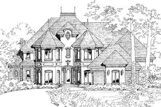 Exterior - Front Elevation for European House Plan #417-415 - 3 bed, 2.5 bath