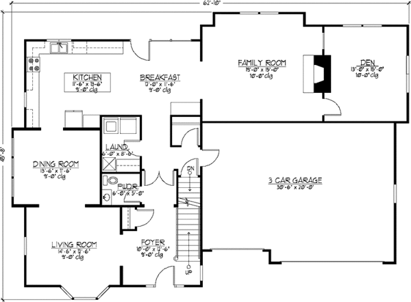 Architectural House Design - Classical Floor Plan - Main Floor Plan #978-16