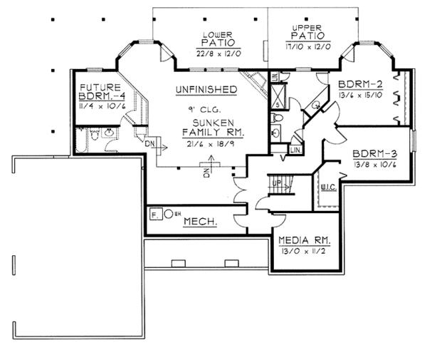 Dream House Plan - Ranch Floor Plan - Lower Floor Plan #1037-27