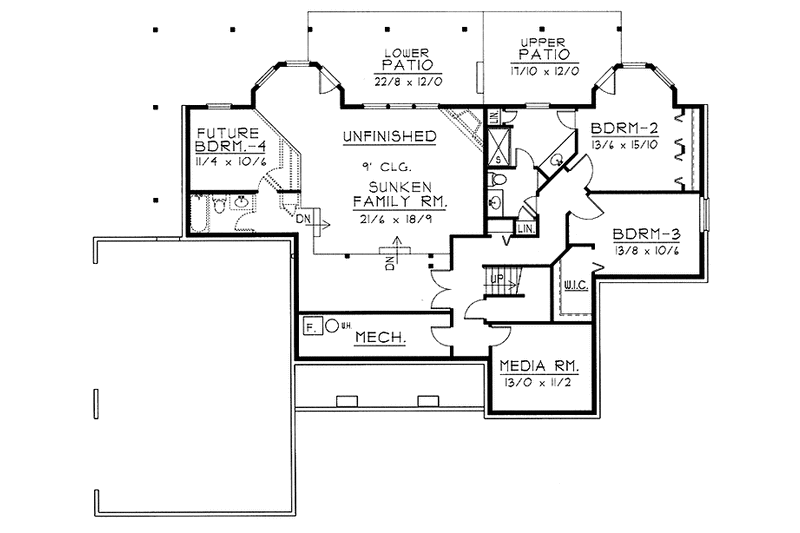 Dream House Plan - Floor Plan - Lower Floor for Ranch House Plan #1037-27 - 3 bed, 3 bath