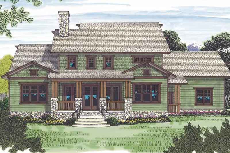 Architectural House Design - Exterior - Rear Elevation for Craftsman House Plan #453-558 - 4 bed, 3.5 bath