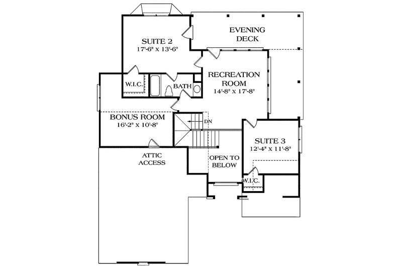 Dream House Plan - Floor Plan - Upper Floor for Traditional House Plan #453-388 - 3 bed, 2.5 bath