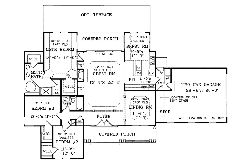 Architectural House Design - Floor Plan - Main Floor for Country House Plan #314-220 - 3 bed, 2 bath