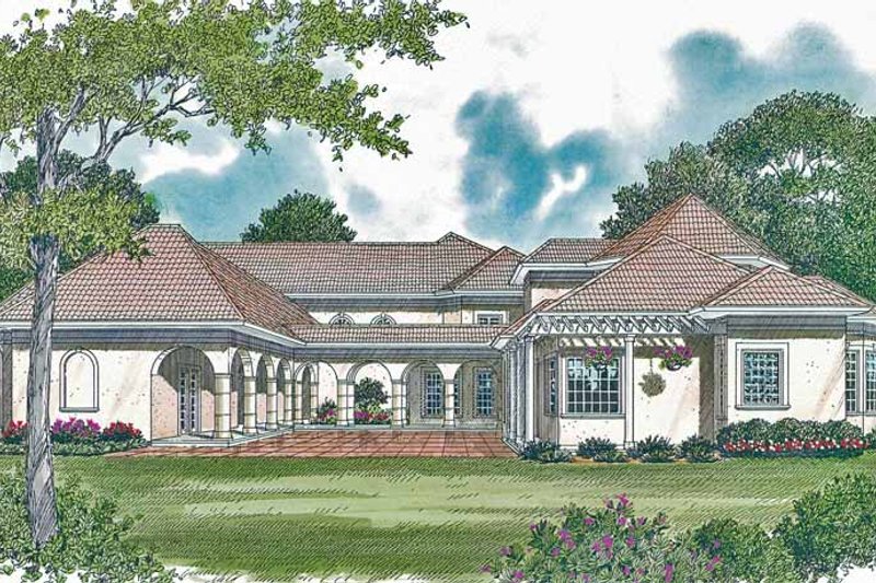 Home Plan - Exterior - Rear Elevation for Mediterranean House Plan #453-323 - 4 bed, 4.5 bath