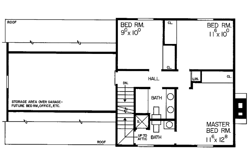 Home Plan - Floor Plan - Upper Floor for Colonial House Plan #72-667 - 3 bed, 2.5 bath