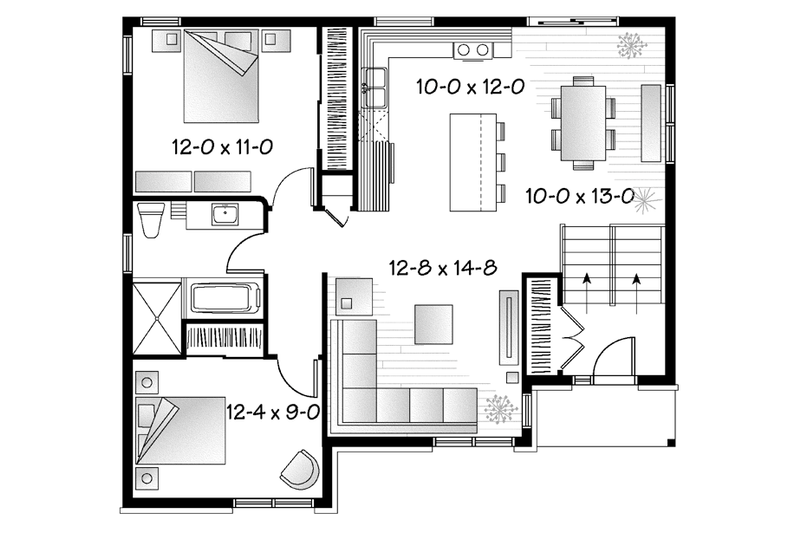 Dream House Plan - Floor Plan - Main Floor for Contemporary House Plan #23-2578 - 2 bed, 1 bath