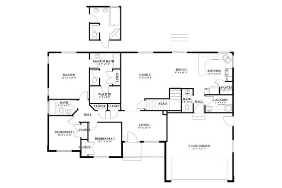 Floor Plan - Main Floor for Traditional House Plan #1060-58 - 3 bed, 2.5 bath