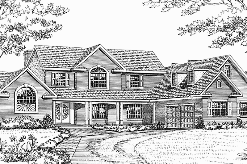 Architectural House Design - Country Exterior - Front Elevation Plan #456-99