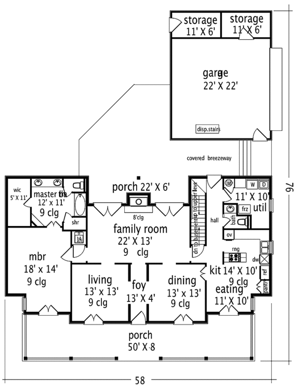 Architectural House Design - Victorian Floor Plan - Main Floor Plan #45-467