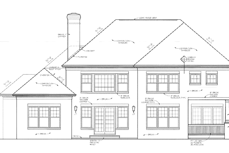 Architectural House Design - Exterior - Rear Elevation for Traditional House Plan #453-181 - 4 bed, 4 bath