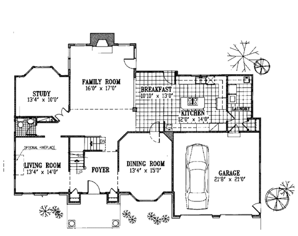 Home Plan - Colonial Floor Plan - Main Floor Plan #953-50