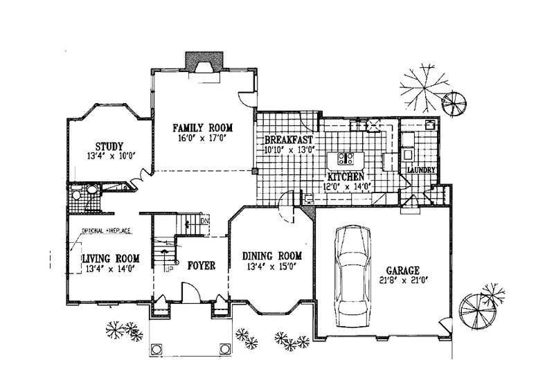Home Plan - Floor Plan - Main Floor for Colonial House Plan #953-50 - 4 bed, 3.5 bath