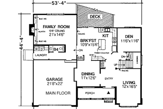Floor Plan - Main Floor for Traditional House Plan #334-107 - 4 bed, 3.5 bath