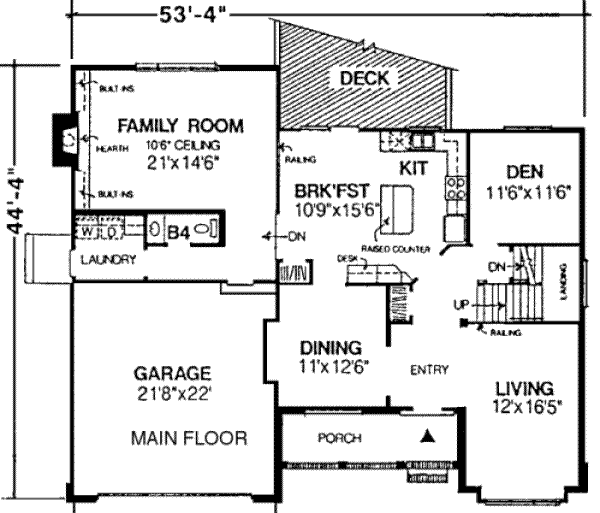 Traditional Floor Plan - Main Floor Plan #334-107