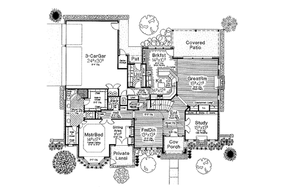 Floor Plan - Main Floor for European House Plan #310-556 - 4 bed, 3.5 bath