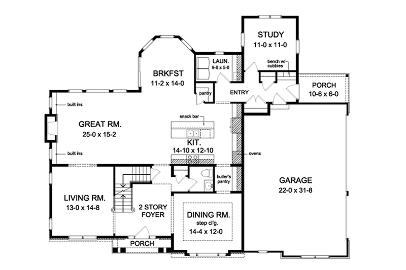 Dream House Plan - Floor Plan - Main Floor for Colonial House Plan #1010-174 - 4 bed, 3.5 bath