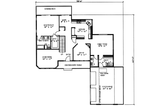 Floor Plan - Main Floor for Traditional House Plan #117-204 - 3 bed, 3 bath