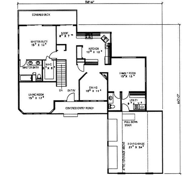 Architectural House Design - Traditional Floor Plan - Main Floor Plan #117-204