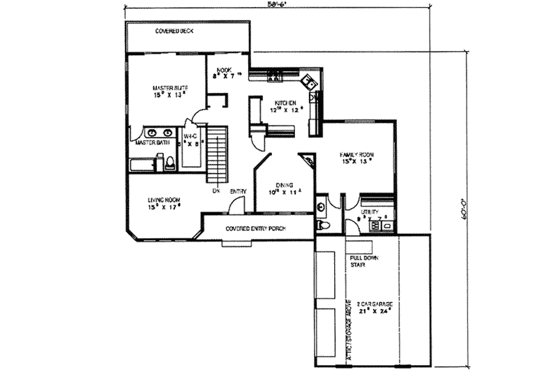 Home Plan - Floor Plan - Main Floor for Traditional House Plan #117-204 - 3 bed, 3 bath
