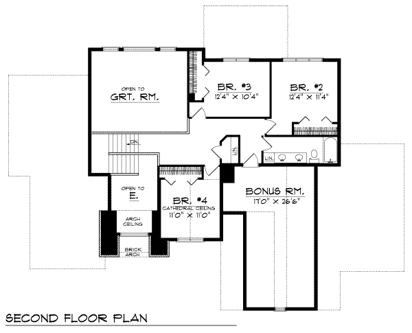 Traditional Floor Plan - Upper Floor Plan #70-455