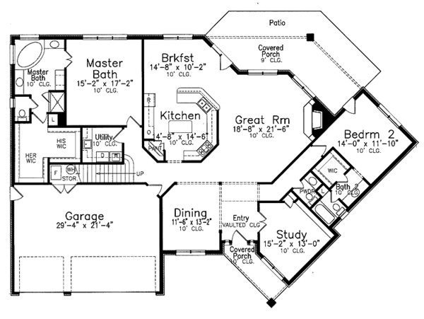 Architectural House Design - Country Floor Plan - Main Floor Plan #52-259