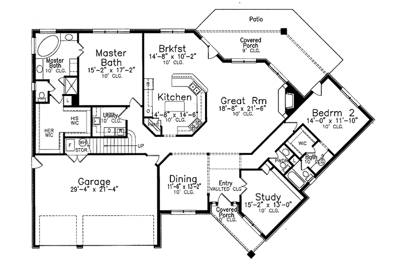 Home Plan - Floor Plan - Main Floor for Country House Plan #52-259 - 4 bed, 4.5 bath