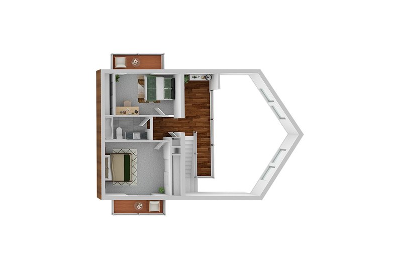 Home Plan - Floor Plan - Upper Floor for Log House Plan #124-503 - 3 bed, 2 bath