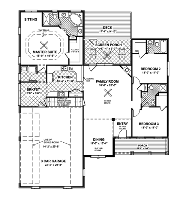 Dream House Plan - Country Floor Plan - Main Floor Plan #56-695