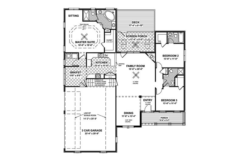 Home Plan - Floor Plan - Main Floor for Country House Plan #56-695 - 3 bed, 3 bath