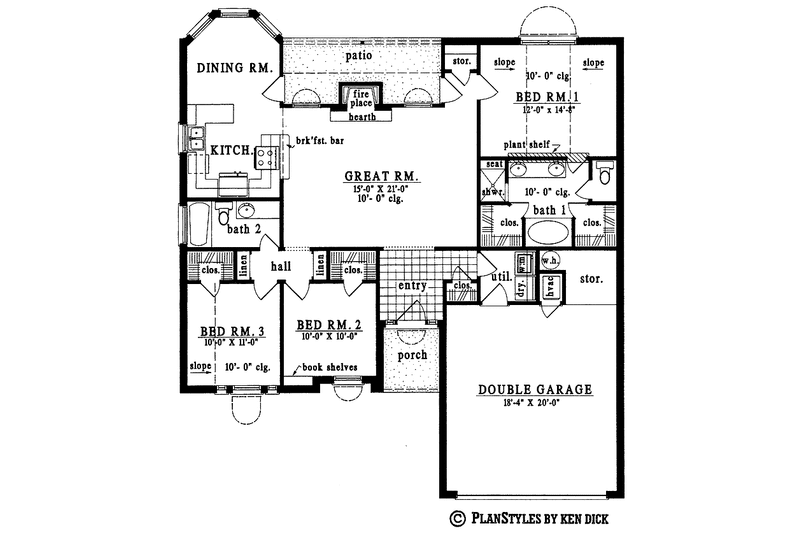 Home Plan - Floor Plan - Main Floor for European House Plan #42-479 - 3 bed, 2 bath