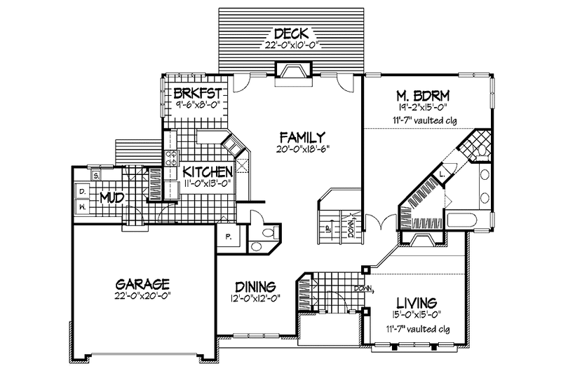 Home Plan - Floor Plan - Main Floor for Country House Plan #320-678 - 3 bed, 2.5 bath