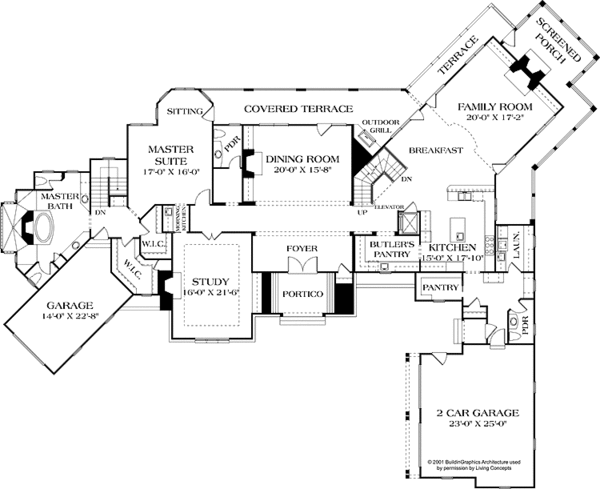 House Blueprint - European Floor Plan - Main Floor Plan #453-595