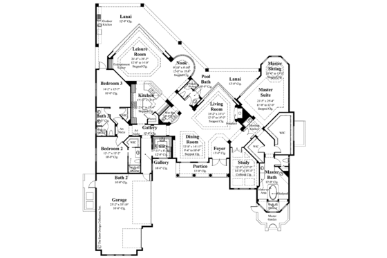 Floor Plan - Main Floor for Mediterranean House Plan #930-293 - 3 bed, 4 bath