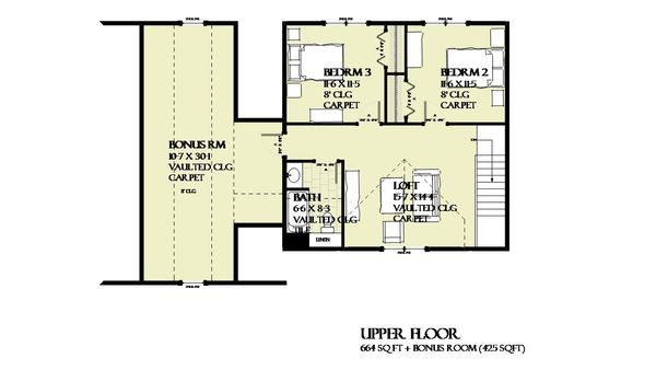 Farmhouse Floor Plan - Upper Floor Plan #901-132