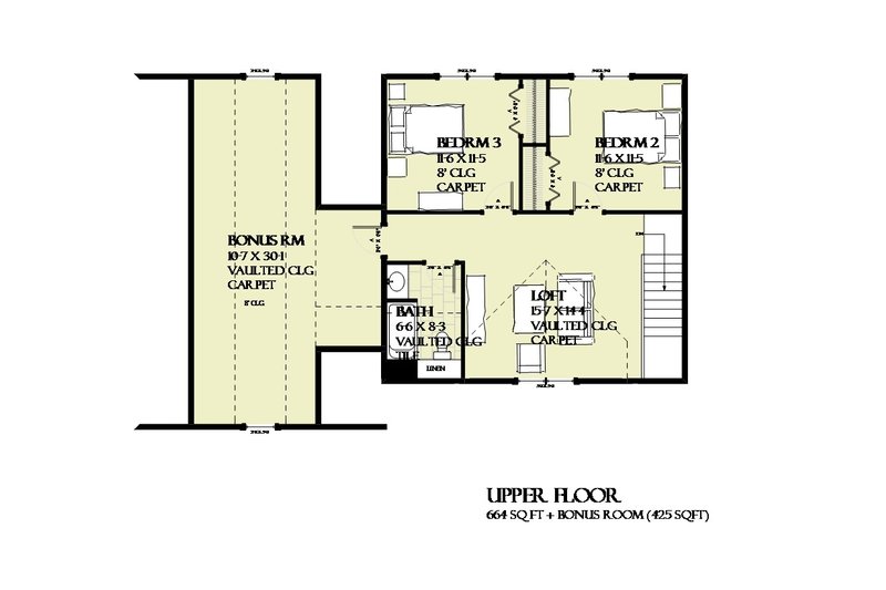 Architectural House Design - Floor Plan - Upper Floor for Farmhouse House Plan #901-132 - 3 bed, 2.5 bath