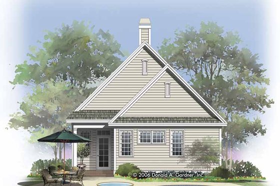 Exterior - Rear Elevation 1 for Ranch House Plan #929-825 - 3 bed, 2 bath