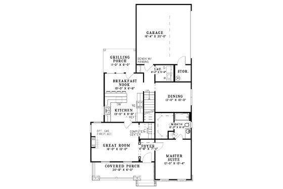 Floor Plan - Main Floor for Country House Plan #17-3005 - 3 bed, 2 bath