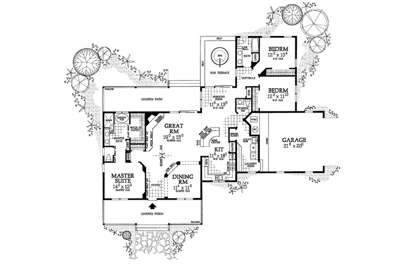 Home Plan - Floor Plan - Main Floor for Country House Plan #72-1019 - 3 bed, 2.5 bath