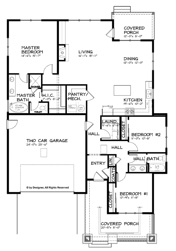 House Plan Design - Craftsman Floor Plan - Main Floor Plan #895-65